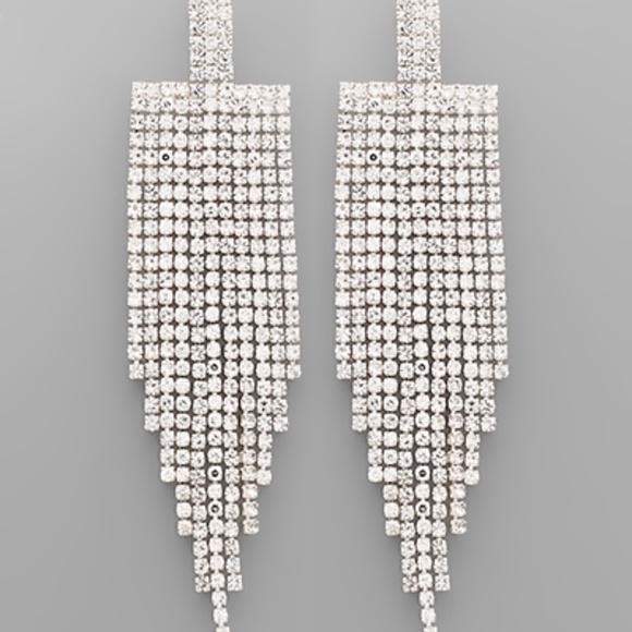 Rhinestone Fringe Earrings - Picture 2 of 2